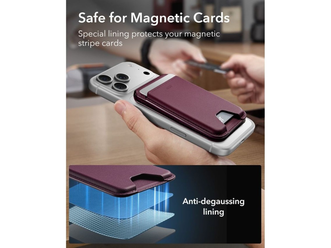 ESR Classic RFID Magnetic MagSafe Wallet - Dark Cherry