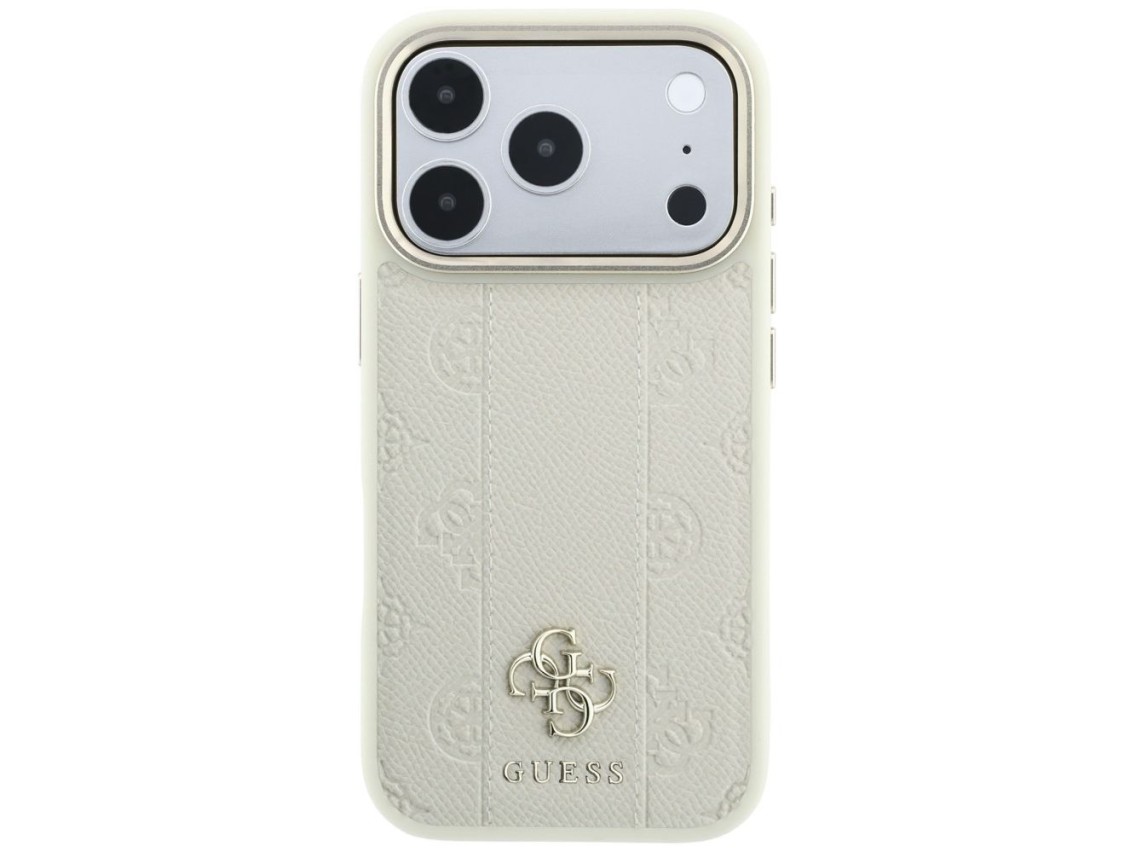 Capa Guess Stripe Peony 4G Logo MagSafe para iPhone 18 Pro / 17 Pro - Bege