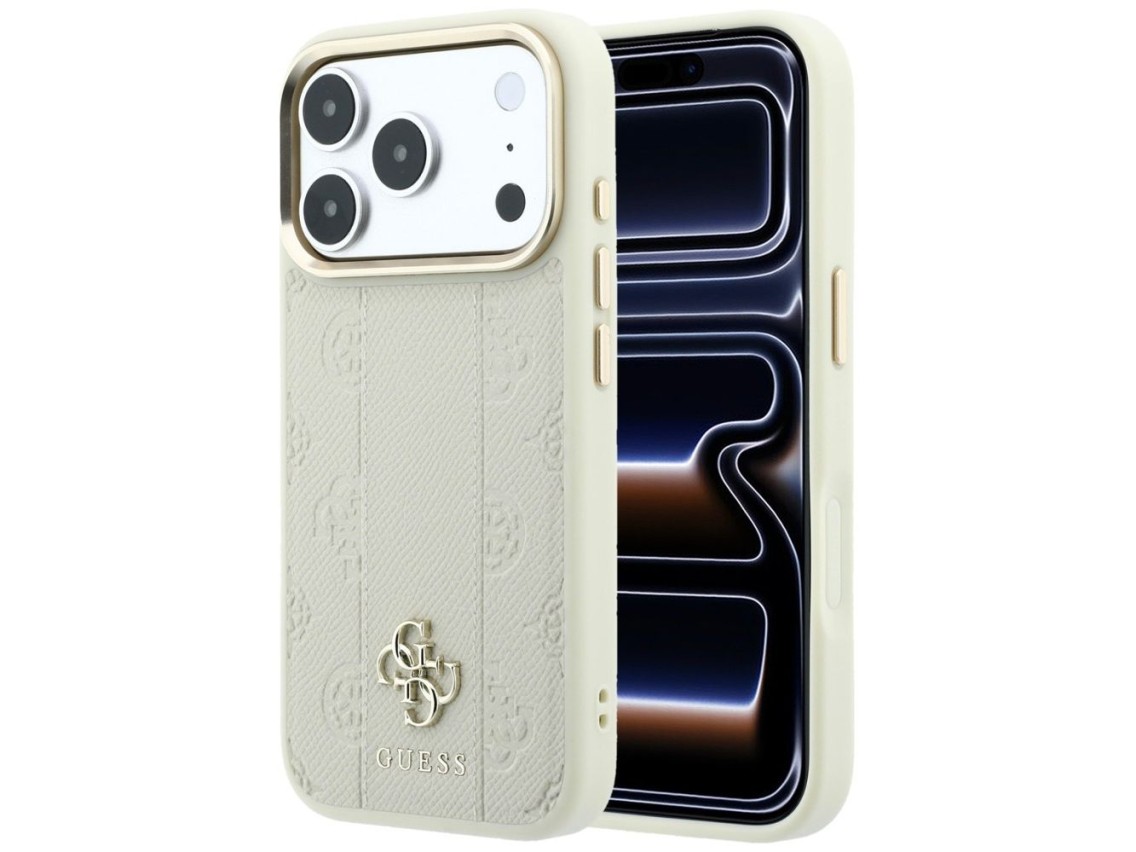 Guess Stripe Peony 4G Logo MagSafe Case for iPhone 18 Pro Max / 17 Pro Max - Beige