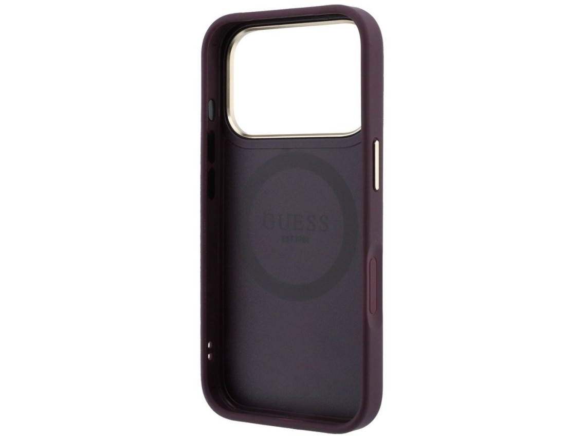 Capa Guess Stripe Peony 4G Logo MagSafe para iPhone 18 Pro / 17 Pro - Bordô