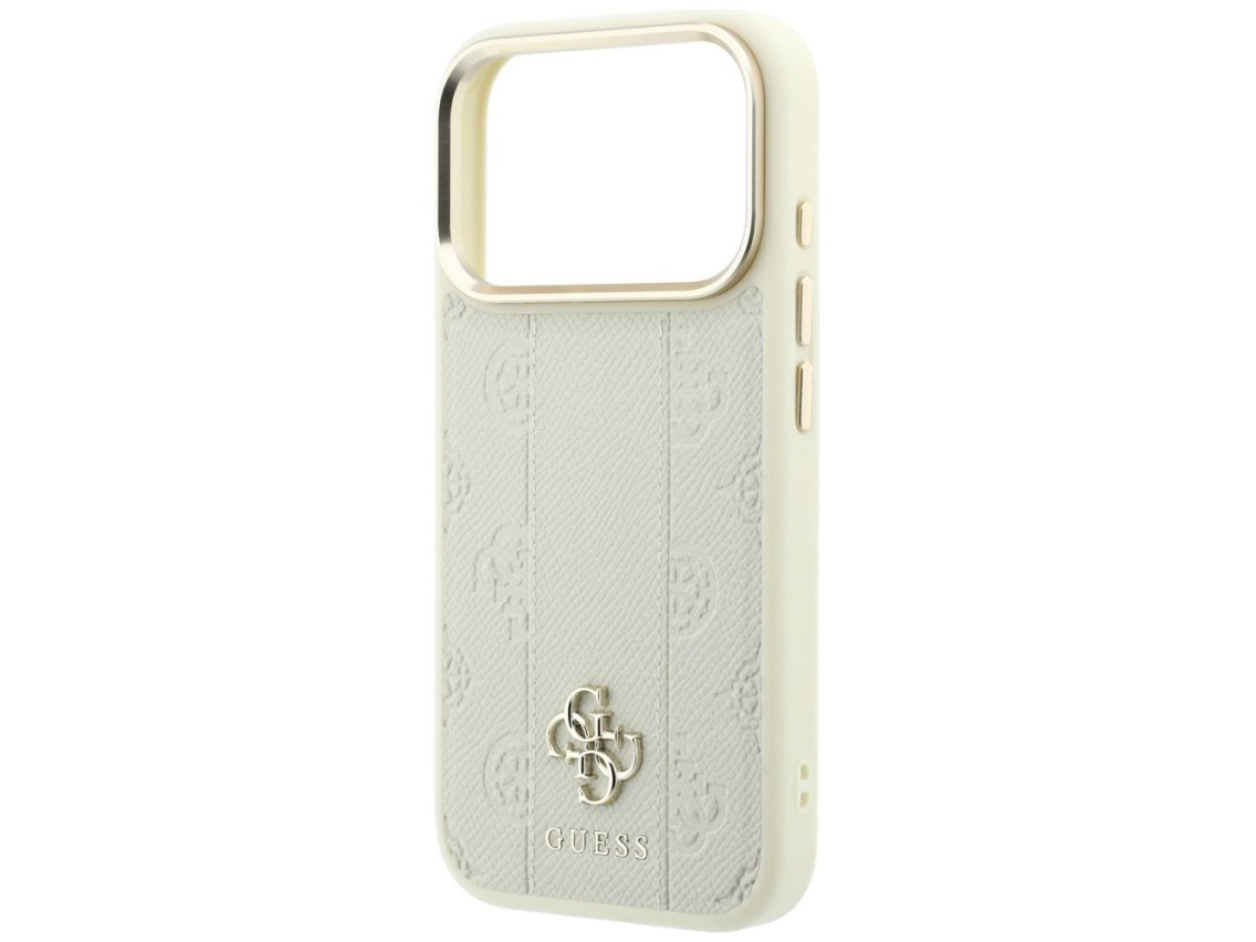 Capa Guess Stripe Peony 4G Logo MagSafe para iPhone 18 Pro / 17 Pro - Bege