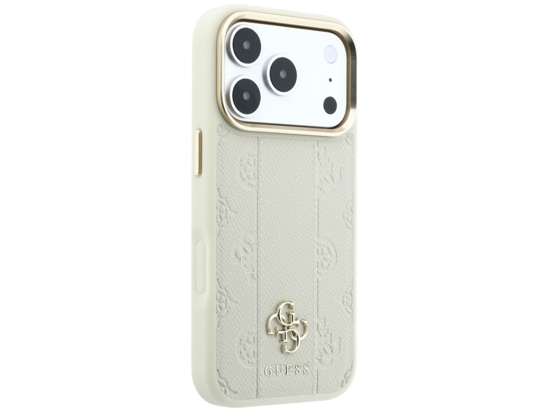 Capa Guess Stripe Peony 4G Logo MagSafe para iPhone 18 Pro / 17 Pro - Bege