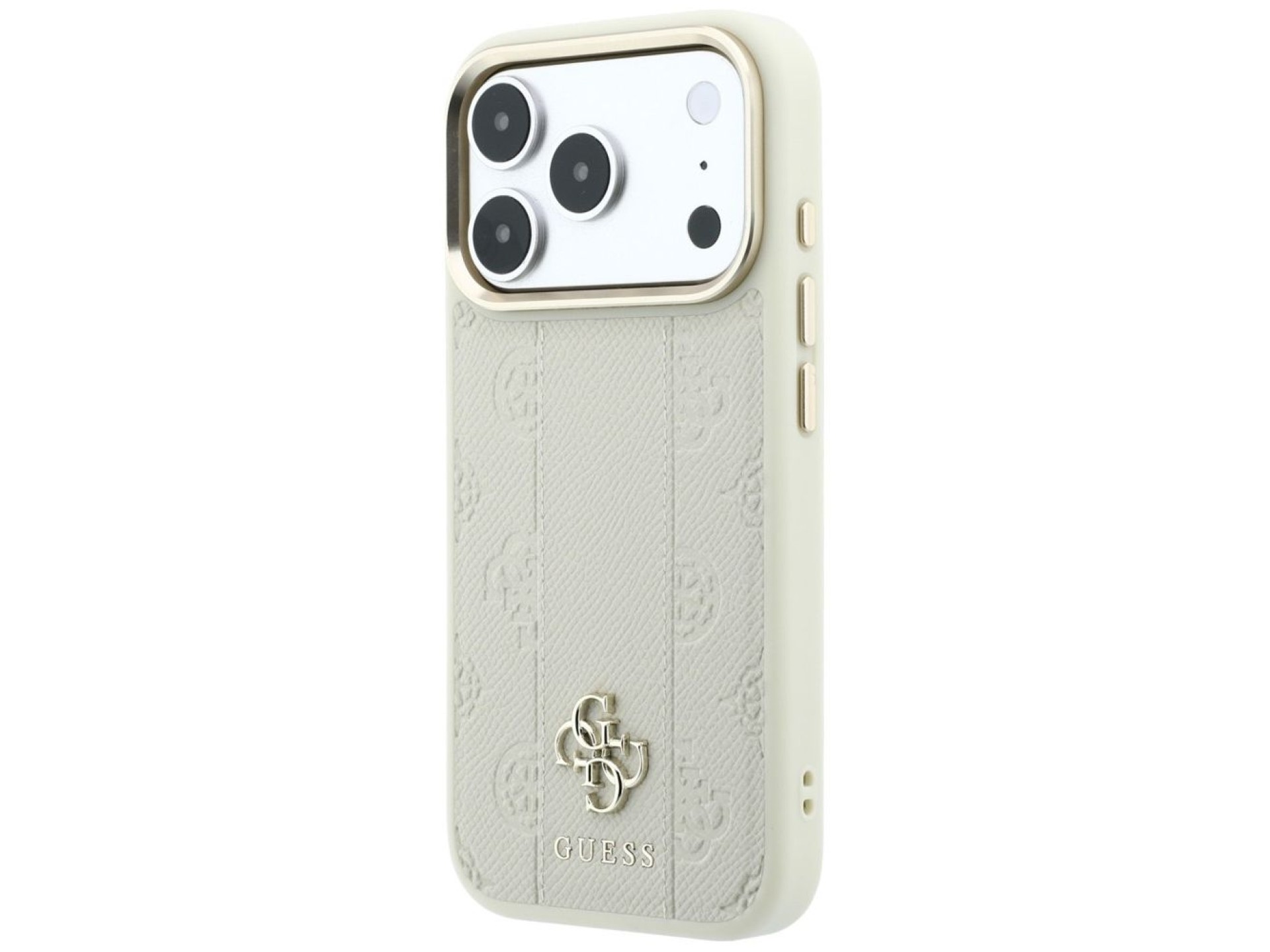 Capa Guess Stripe Peony 4G Logo MagSafe para iPhone 18 Pro / 17 Pro - Bege