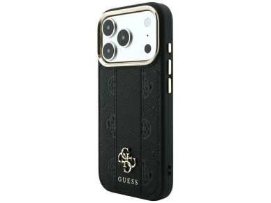 Guess Stripe Peony 4G Logo MagSafe Case for iPhone 17 Pro / 18 Pro - Black