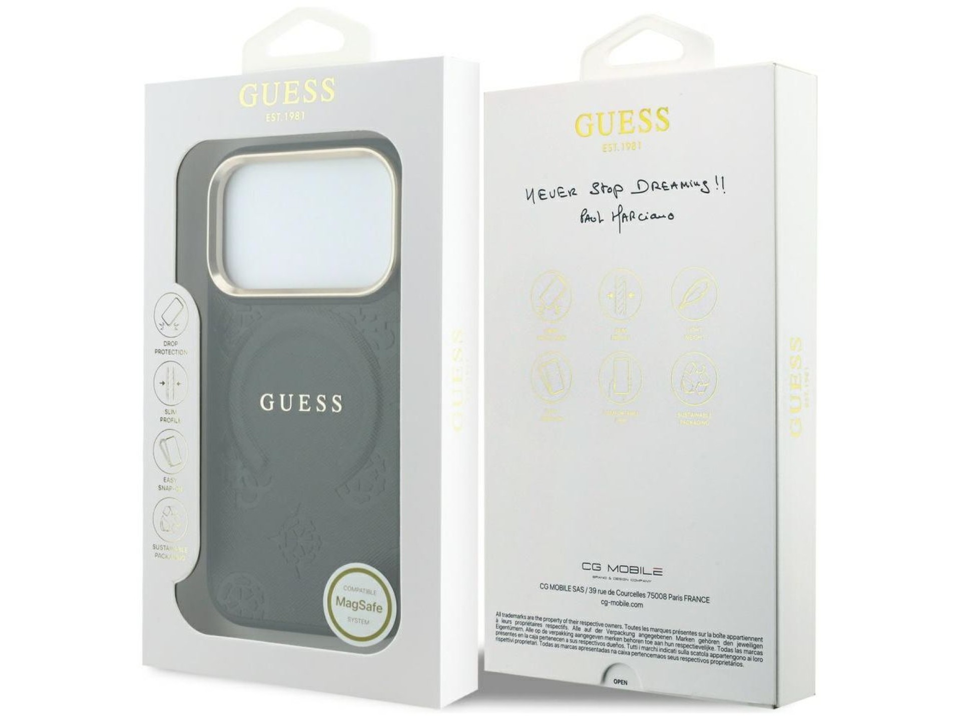 Capa Guess Saffiano Peony & Ring MagSafe para iPhone 17 Pro Max / 18 Pro Max - Preta
