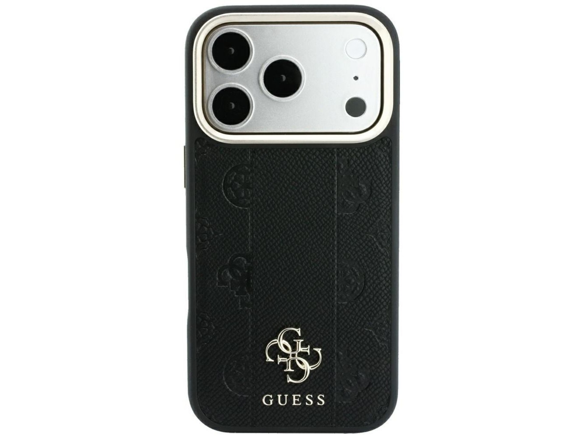 Capa Guess Stripe Peony 4G Logo MagSafe para iPhone 17 Pro / 18 Pro - Preta