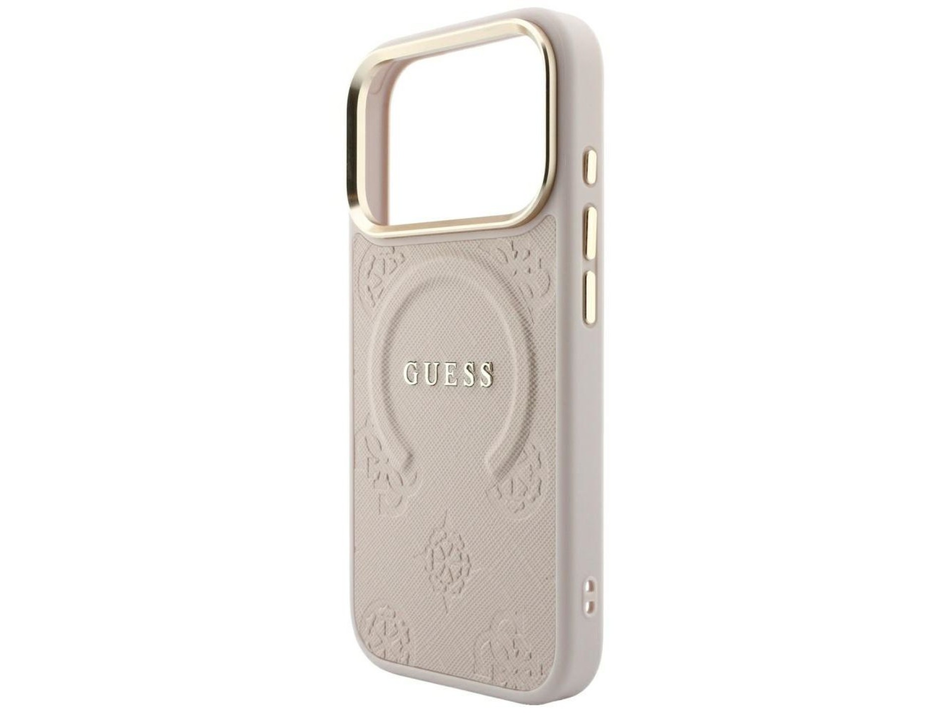 Funda Guess Saffiano Peony & Ring MagSafe para iPhone 17 Pro Max / 18 Pro Max - Rosa