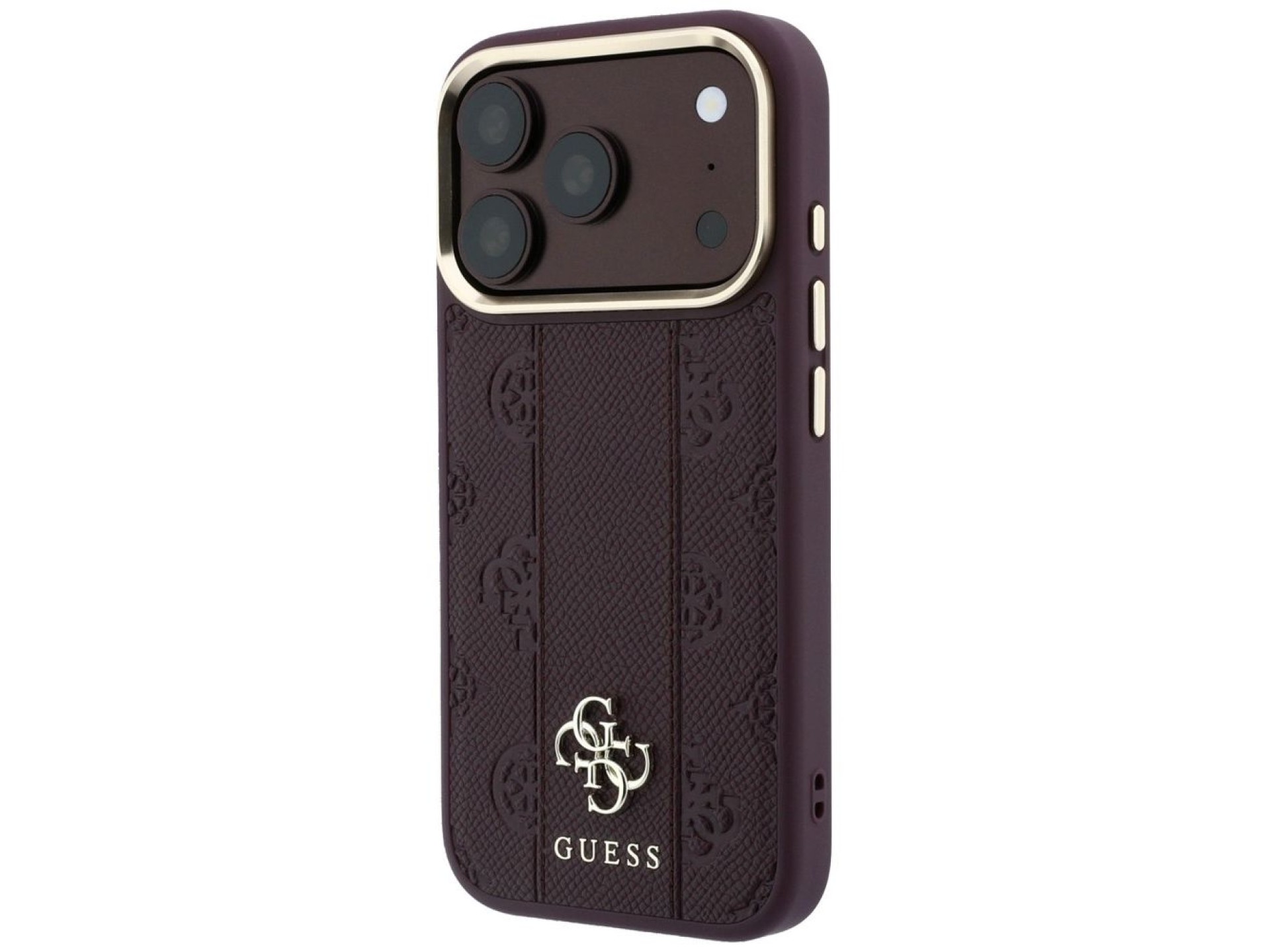 Capa Guess Stripe Peony 4G Logo MagSafe para iPhone 18 Pro / 17 Pro - Bordô