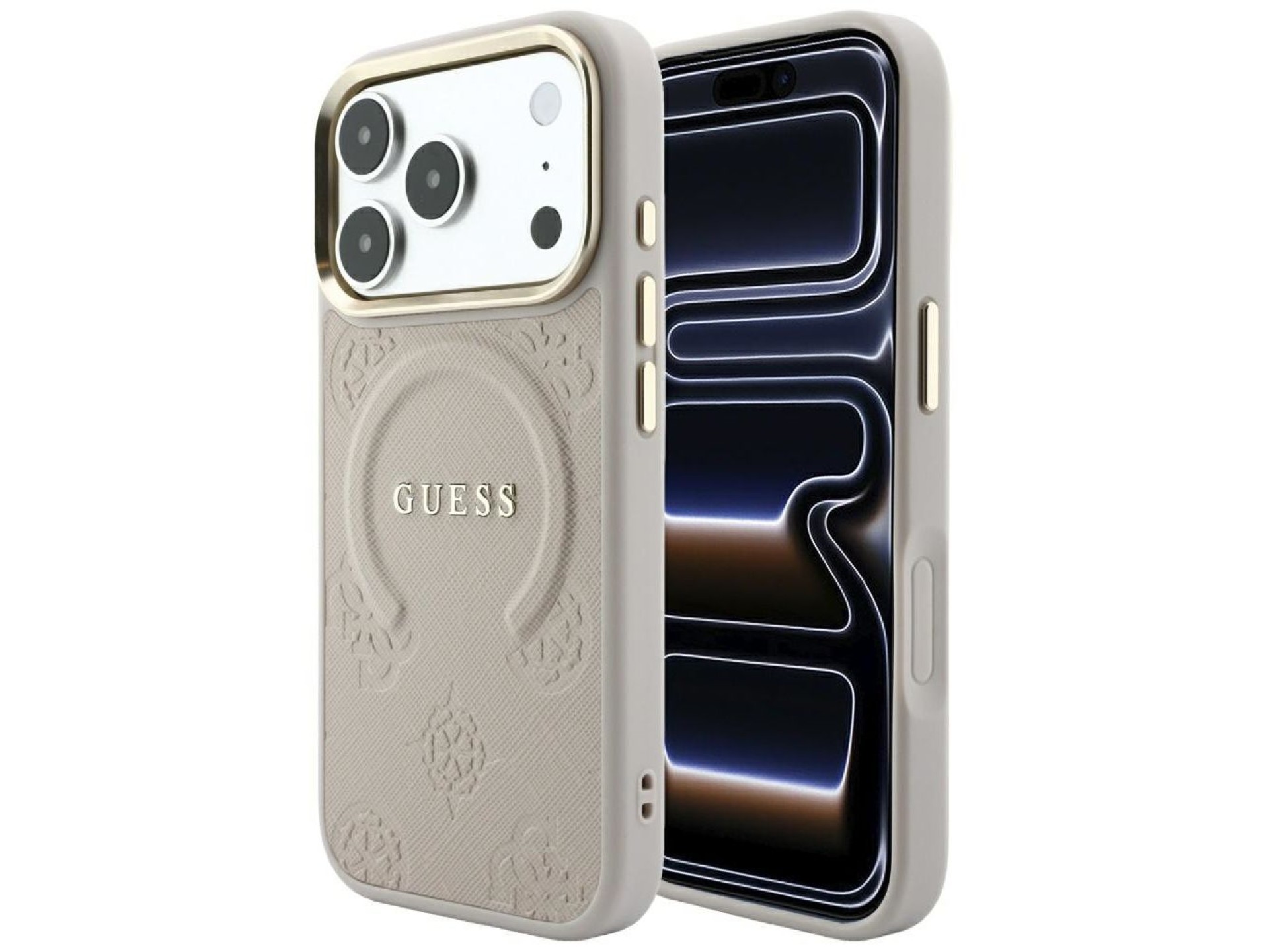 Funda Guess Saffiano Peony & Ring MagSafe para iPhone 17 Pro Max / 18 Pro Max - Rosa