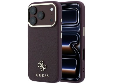 Capa Guess Saffiano Small 4G com Logo Clássico e MagSafe para iPhone 18 Pro / 17 Pro - Bordô Capa Guess Saffiano Small 4G com Logo Clássico e MagSafe para iPhone 18 Pro / 17 Pro - Bordô