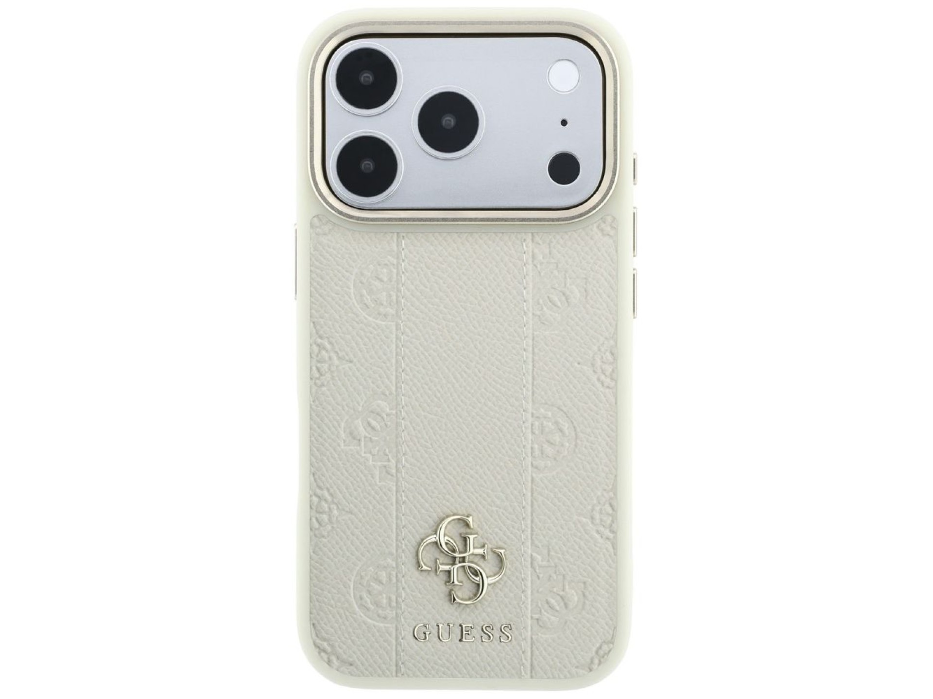Capa Guess Stripe Peony 4G Logo MagSafe para iPhone 18 Pro / 17 Pro - Bege