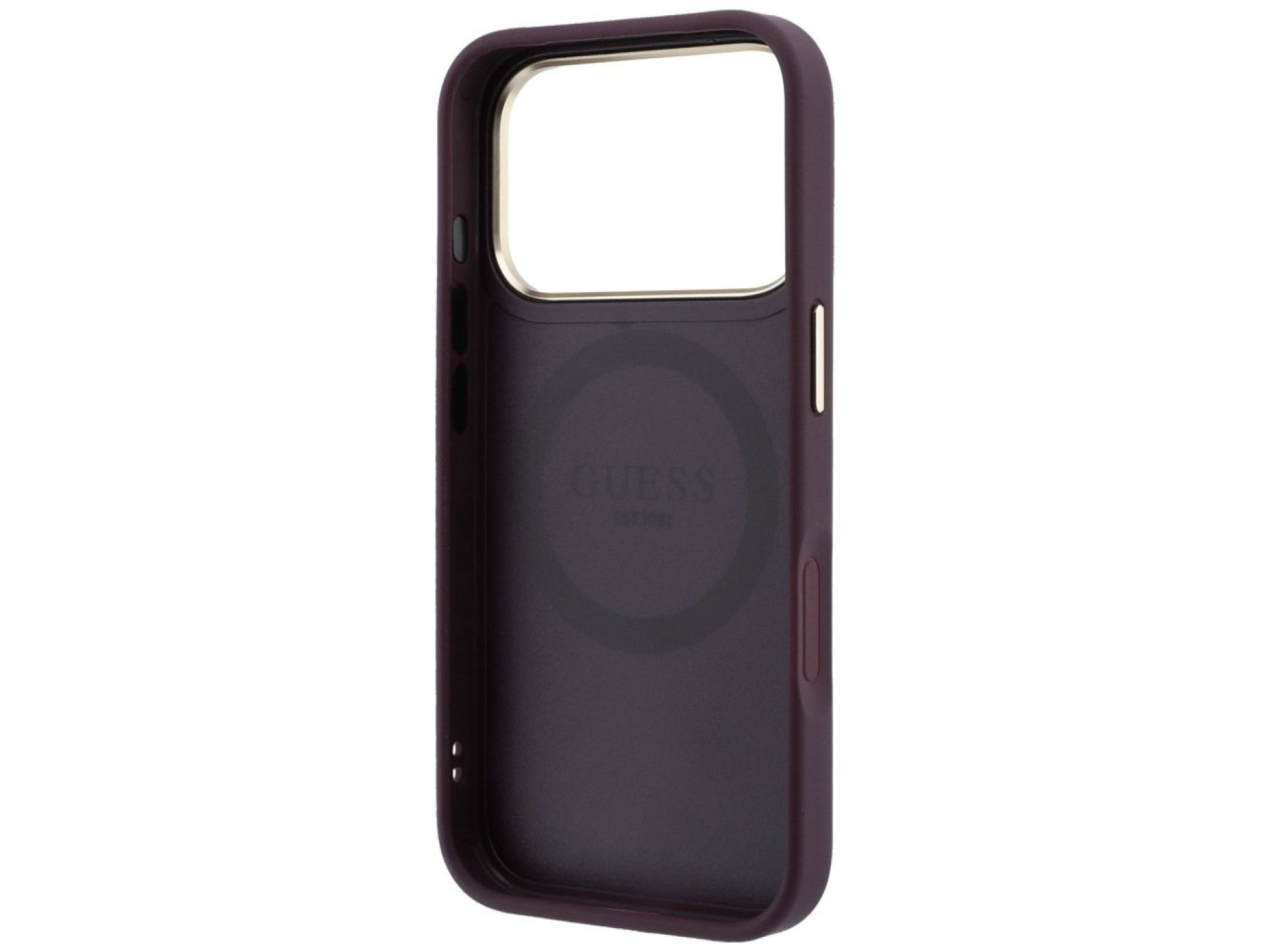 Capa Guess Stripe Peony 4G Logo MagSafe para iPhone 18 Pro / 17 Pro - Bordô
