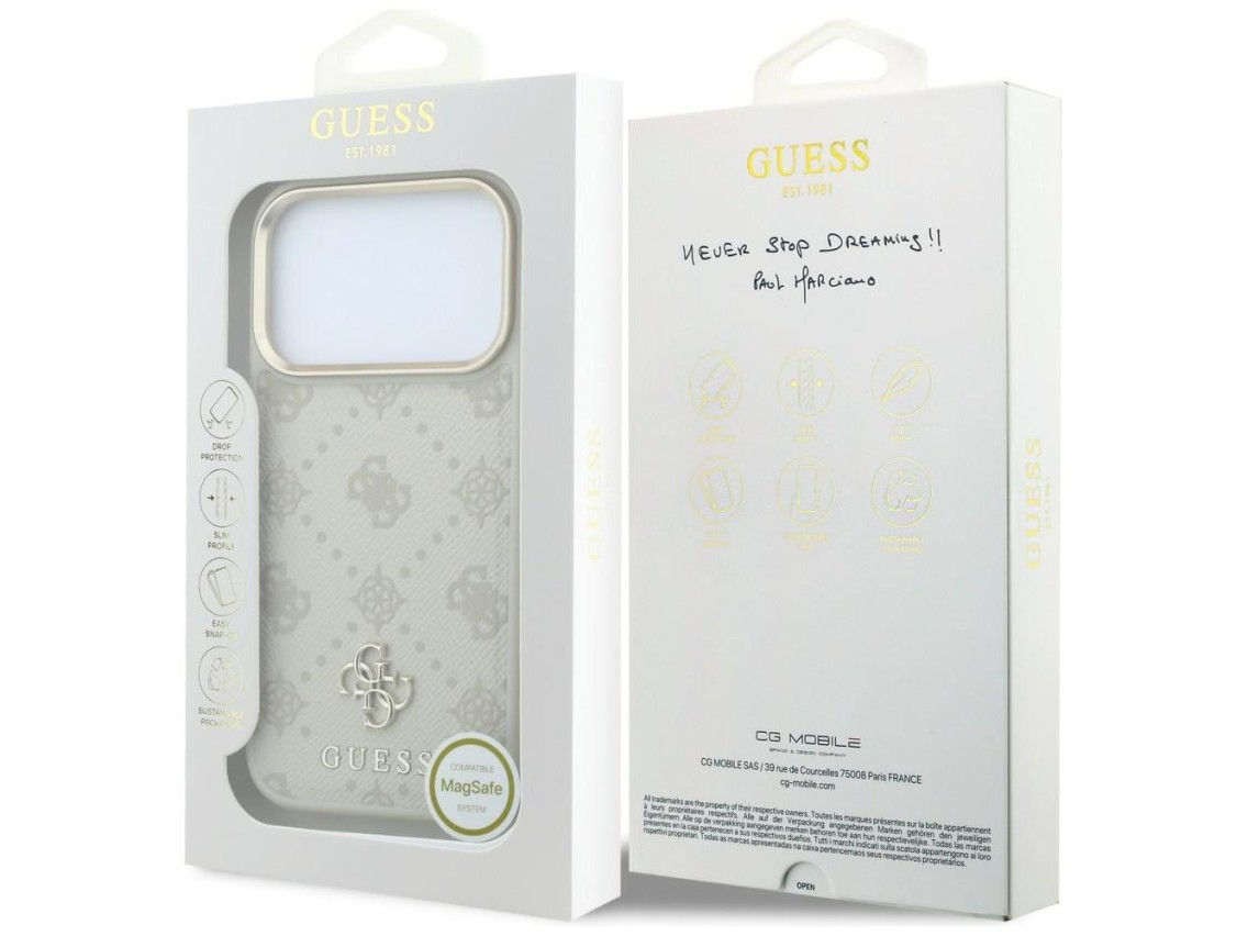 Guess Stripe Peony 4G Logo MagSafe Case for iPhone 18 Pro Max / 17 Pro Max - Beige