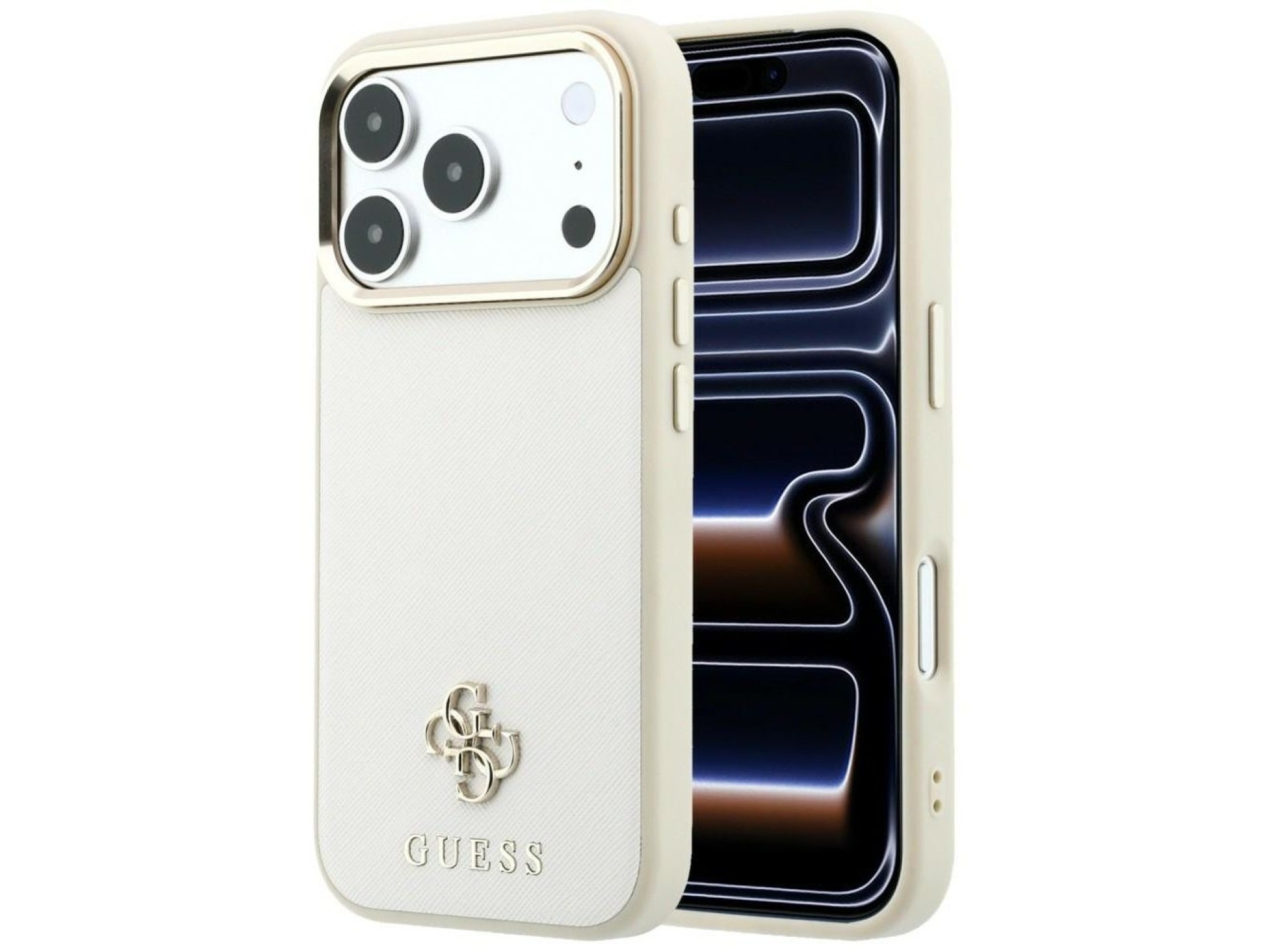 Funda Guess Saffiano Small 4G & Classic Logo MagSafe para iPhone 17 Pro Max / 18 Pro Max - beige