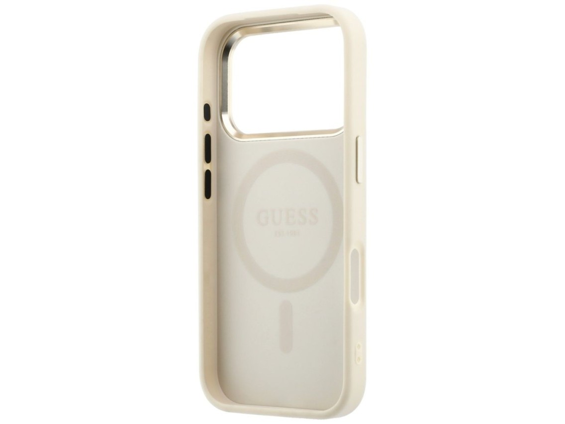 Funda Guess Saffiano Small 4G & Classic Logo MagSafe para iPhone 17 Pro Max / 18 Pro Max - beige