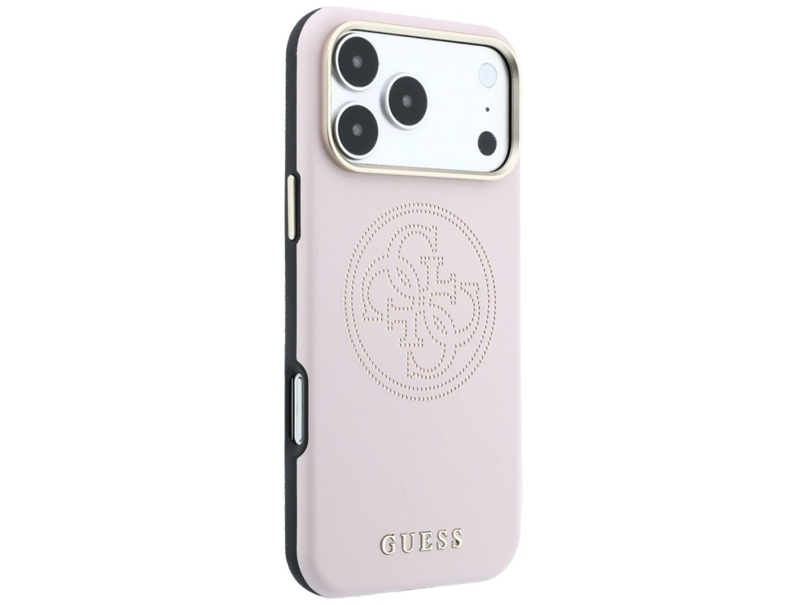 Funda Guess perforada con logo dorado 4G y MagSafe para iPhone 17 Pro Max / 18 Pro Max - Rosa