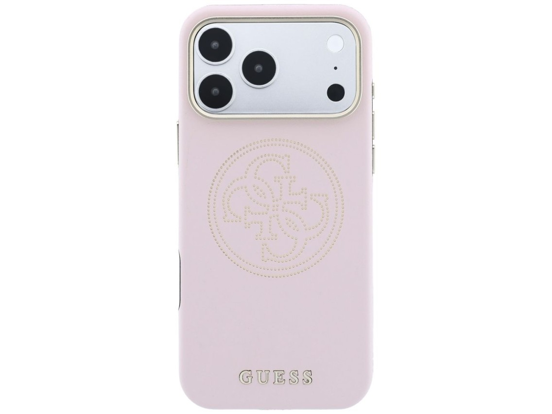 Funda Guess perforada con logo dorado 4G y MagSafe para iPhone 17 Pro Max / 18 Pro Max - Rosa