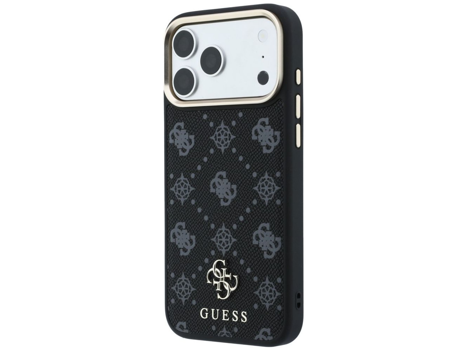Capa Guess Peony 4G com logo pequeno e MagSafe para iPhone 17 Pro Max / 18 Pro Max - Preta
