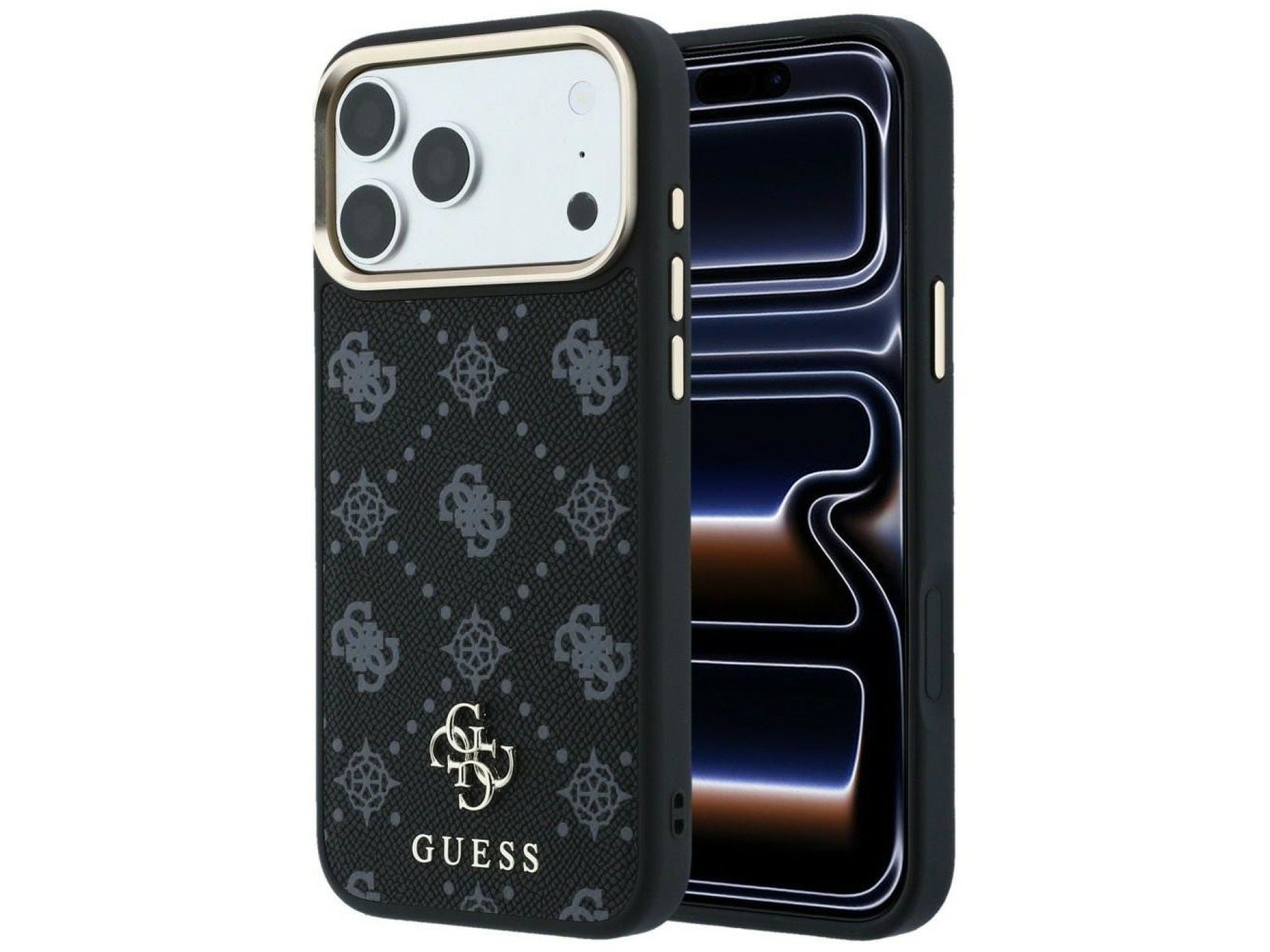 Capa Guess Peony 4G com logo pequeno e MagSafe para iPhone 17 Pro Max / 18 Pro Max - Preta