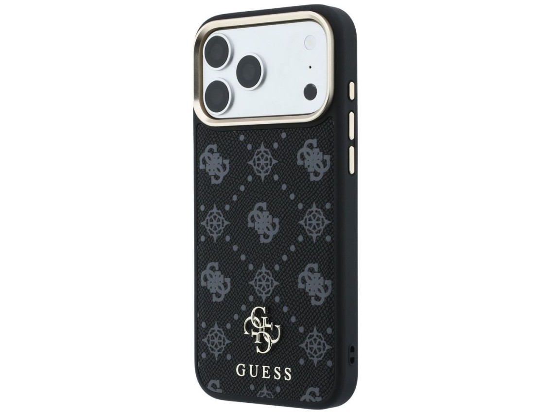 Capa Guess Peony 4G com logo pequeno e MagSafe para iPhone 17 Pro Max / 18 Pro Max - Preta