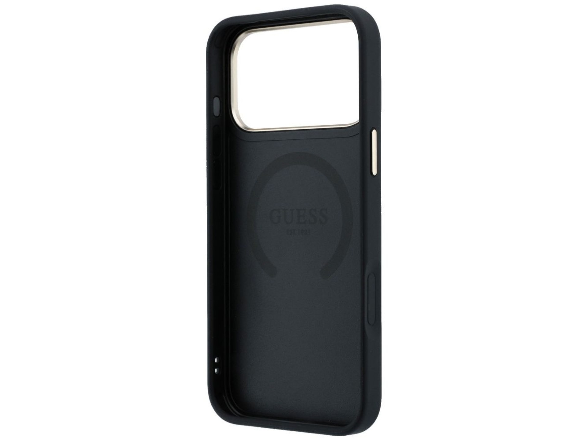 Capa Guess Peony 4G com logo pequeno e MagSafe para iPhone 17 Pro Max / 18 Pro Max - Preta