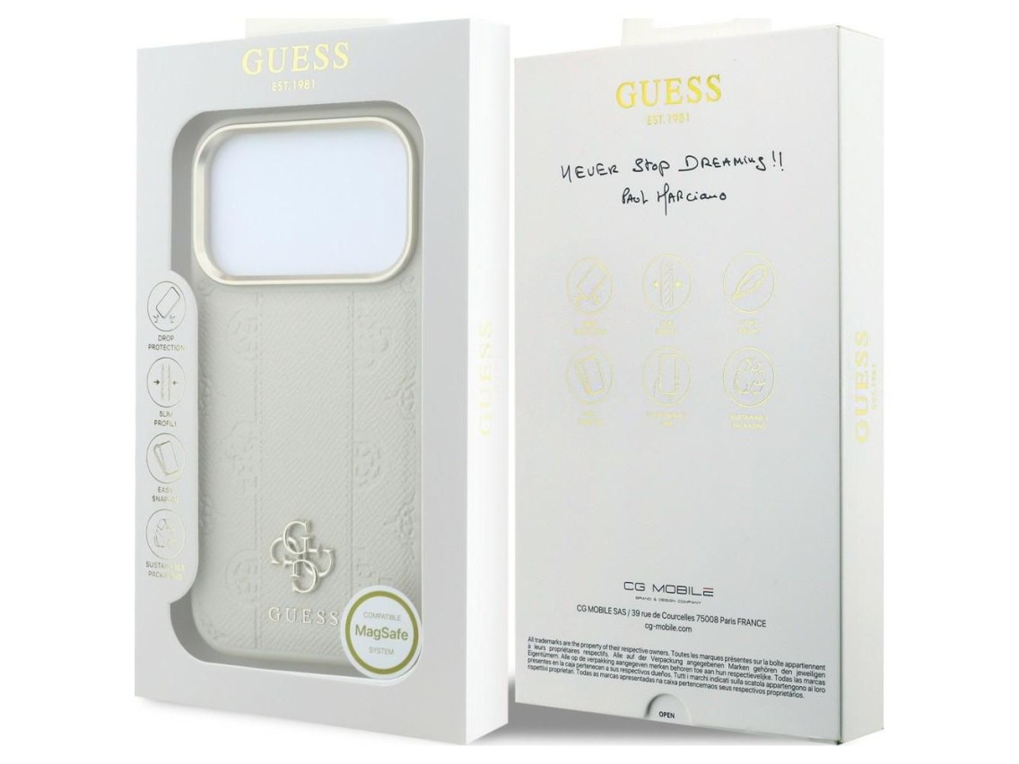 Guess Peony 4G Small Logo MagSafe Case for iPhone 17 Pro Max / 18 Pro Max - Beige