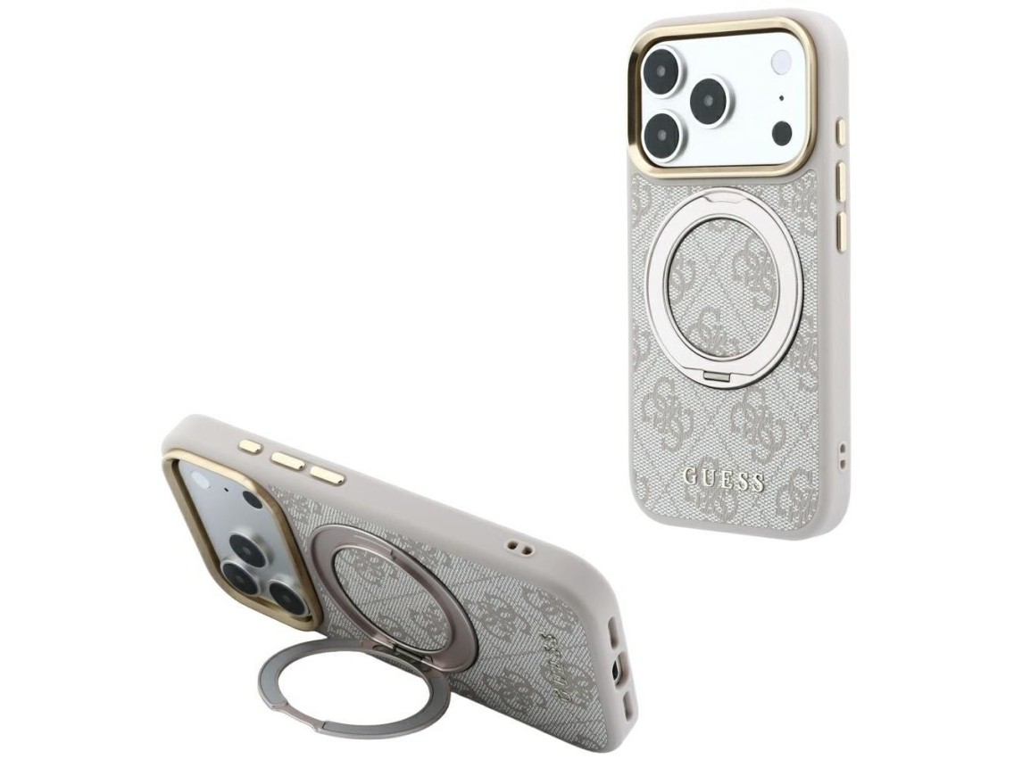 Guess Ring Stand 360 4G Classic Logo MagSafe Case for iPhone 17 Pro Max / 18 Pro Max - Pink