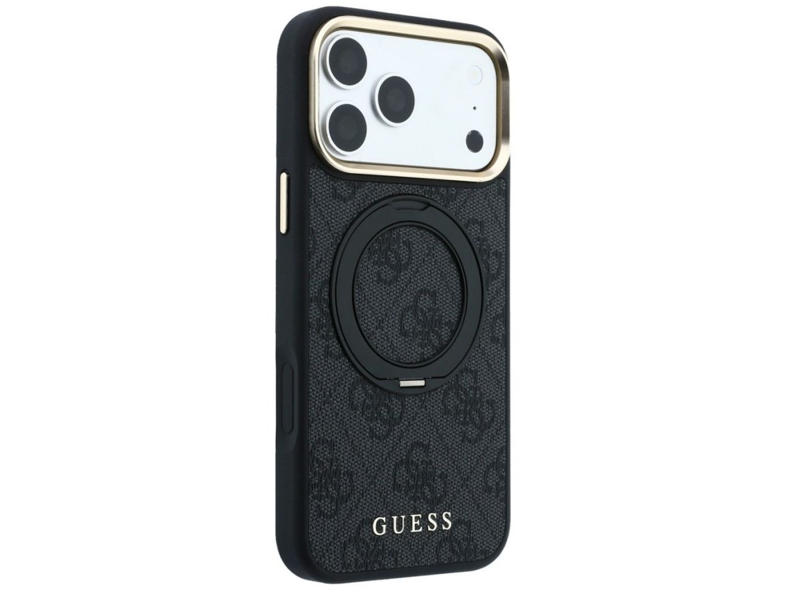 Capa Guess Ring Stand 360 4G Classic Logo MagSafe para iPhone 17 Pro Max / 18 Pro Max - Preta