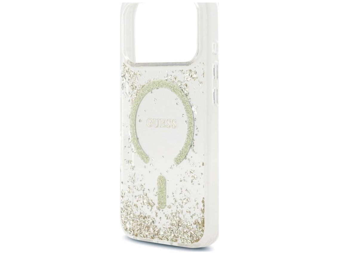Capa MagSafe Guess com base em resina e glitter para iPhone 18 Pro / 17 Pro - Dourada
