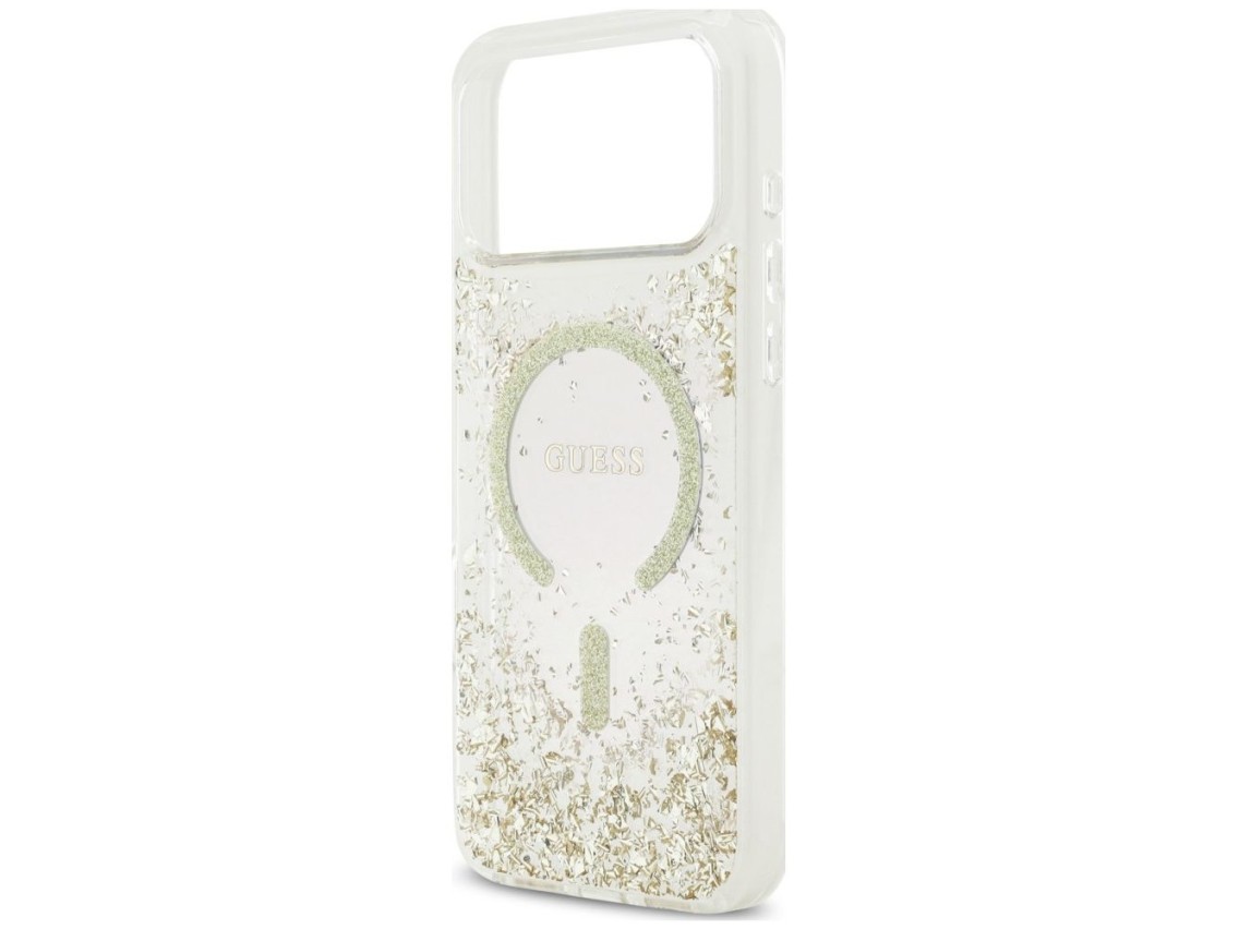 Guess Resin Bottom Glitter MagSafe Case for iPhone 18 Pro Max / 17 Pro Max - Gold