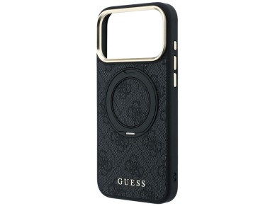 Capa Guess Ring Stand 360 4G Classic Logo MagSafe para iPhone 17 Pro Max / 18 Pro Max - Preta