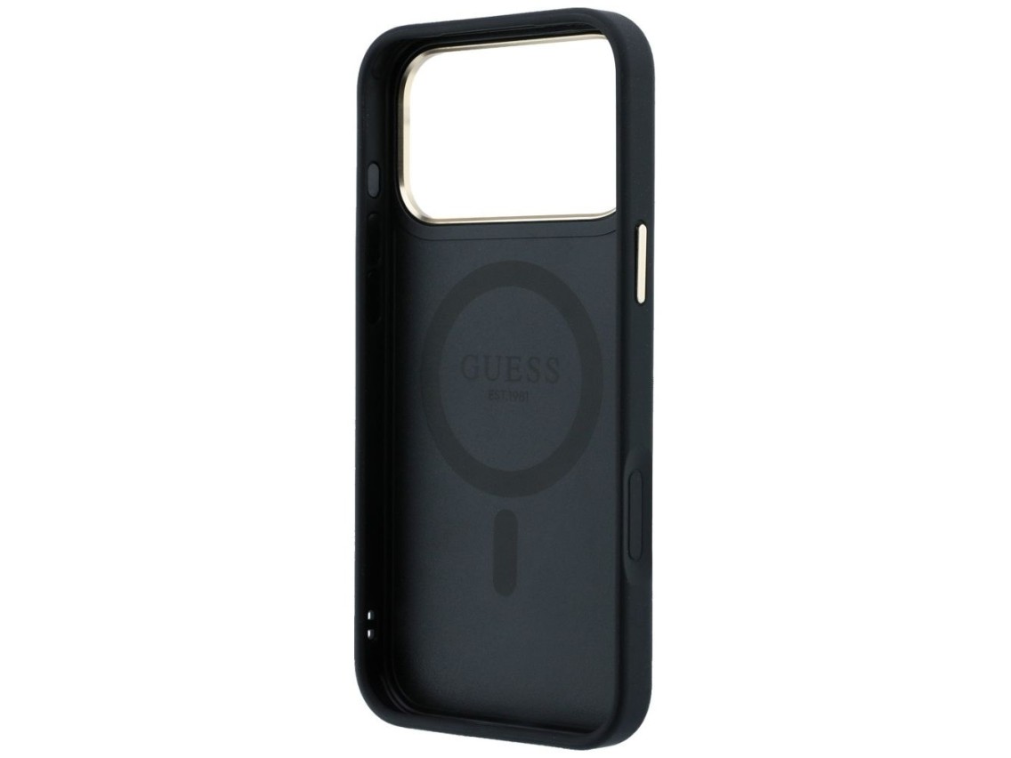 Capa Guess Ring Stand 360 4G Classic Logo MagSafe para iPhone 17 Pro Max / 18 Pro Max - Preta