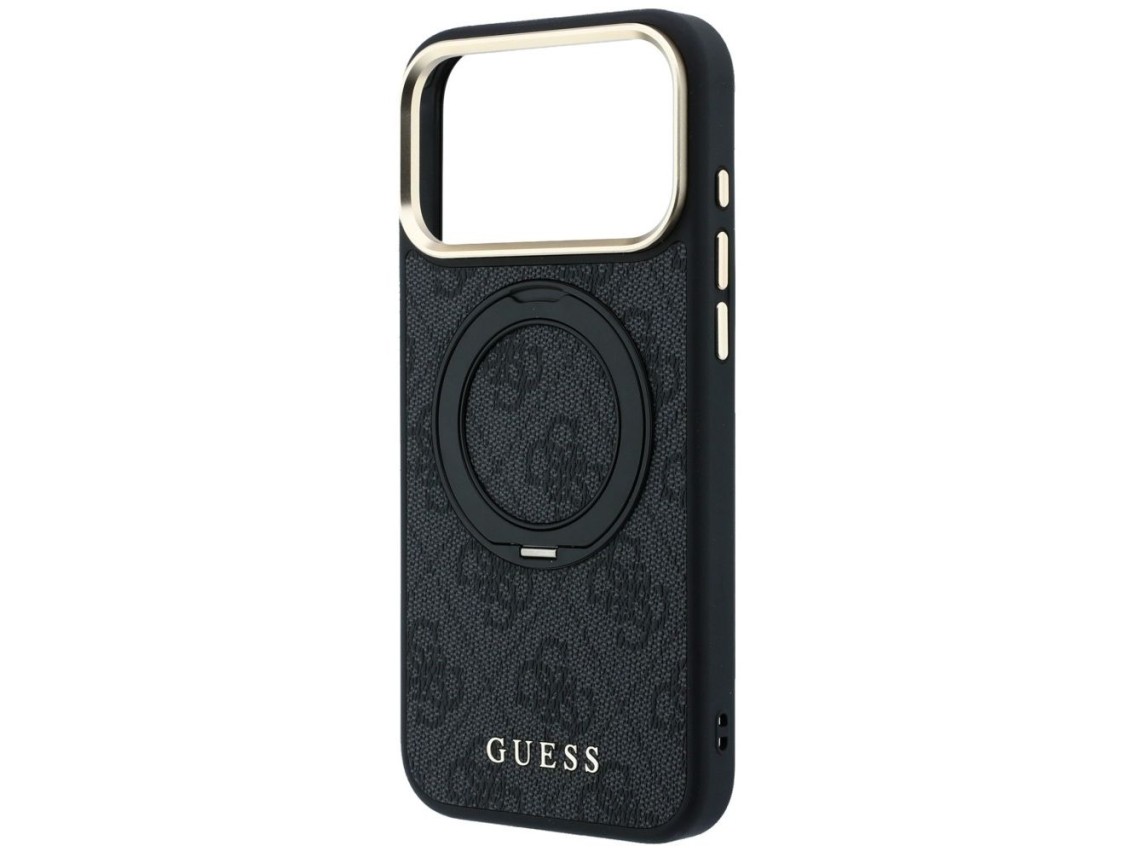 Capa Guess Ring Stand 360 4G Classic Logo MagSafe para iPhone 17 Pro Max / 18 Pro Max - Preta