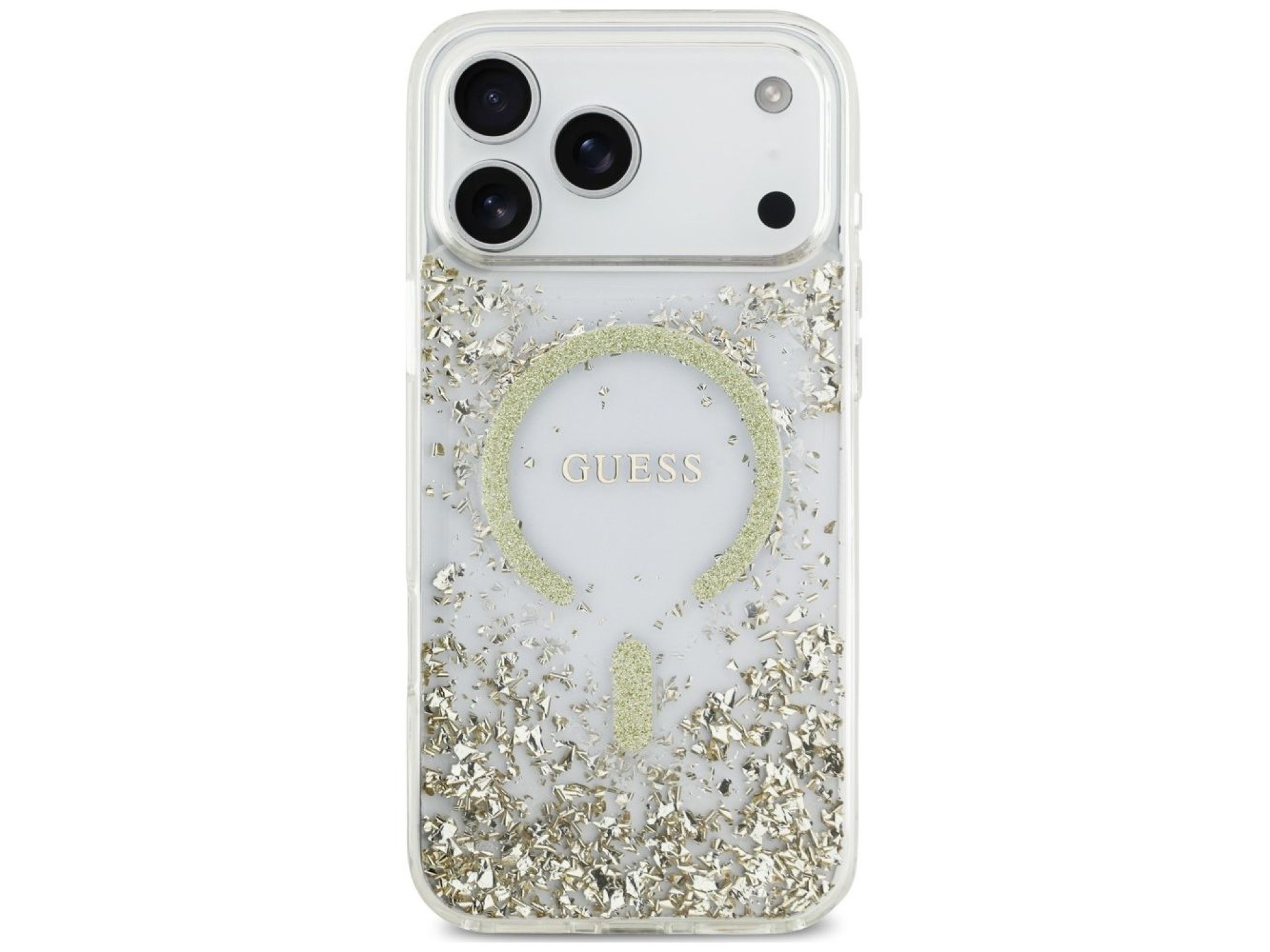 Guess Resin Bottom Glitter MagSafe Case for iPhone 18 Pro Max / 17 Pro Max - Gold