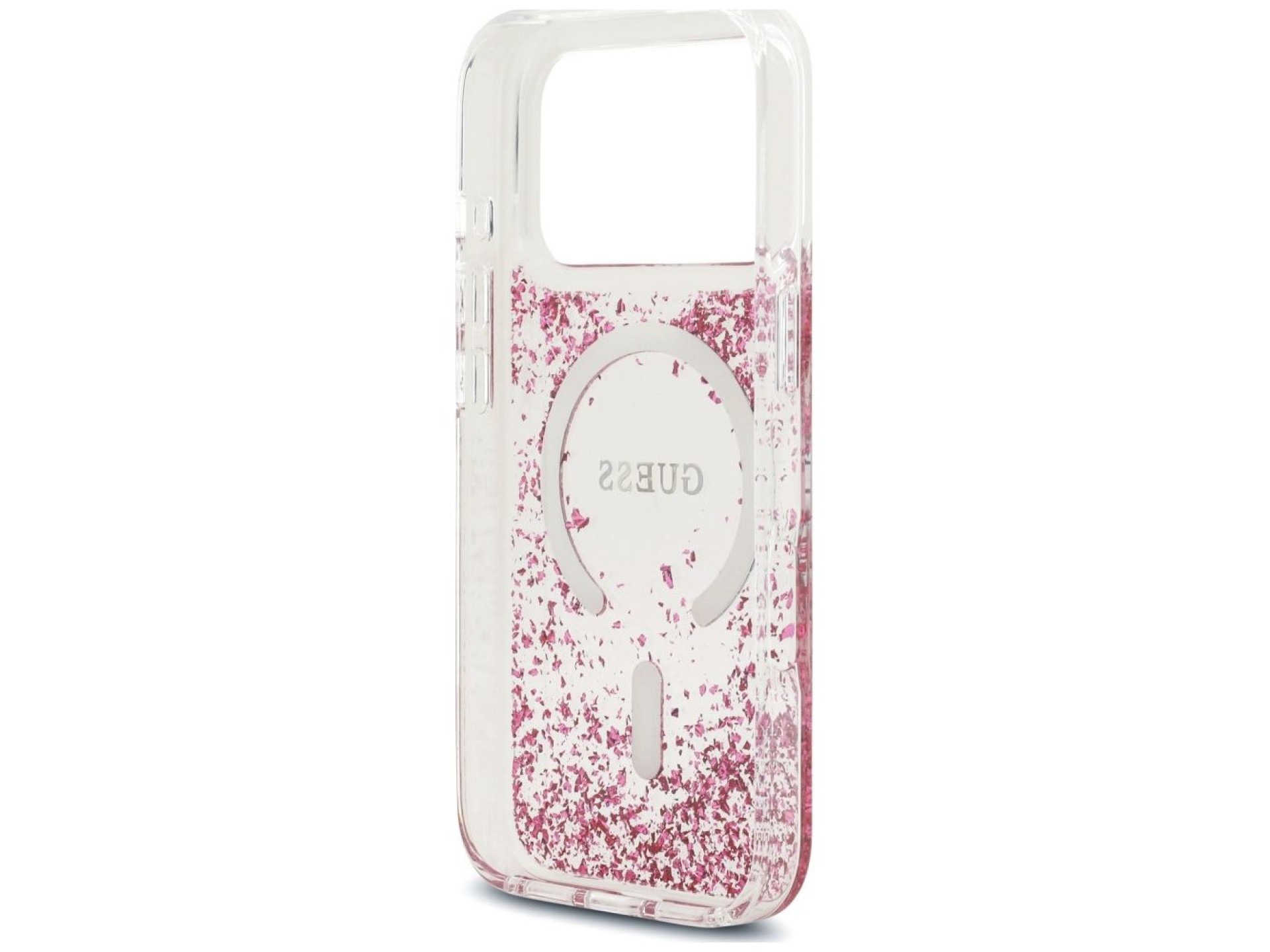 Capa MagSafe Guess com base em resina e glitter para iPhone 18 Pro / 17 Pro - Rosa