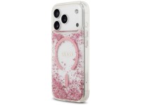 Capa MagSafe Guess com base em resina e glitter para iPhone 18 Pro / 17 Pro - Rosa