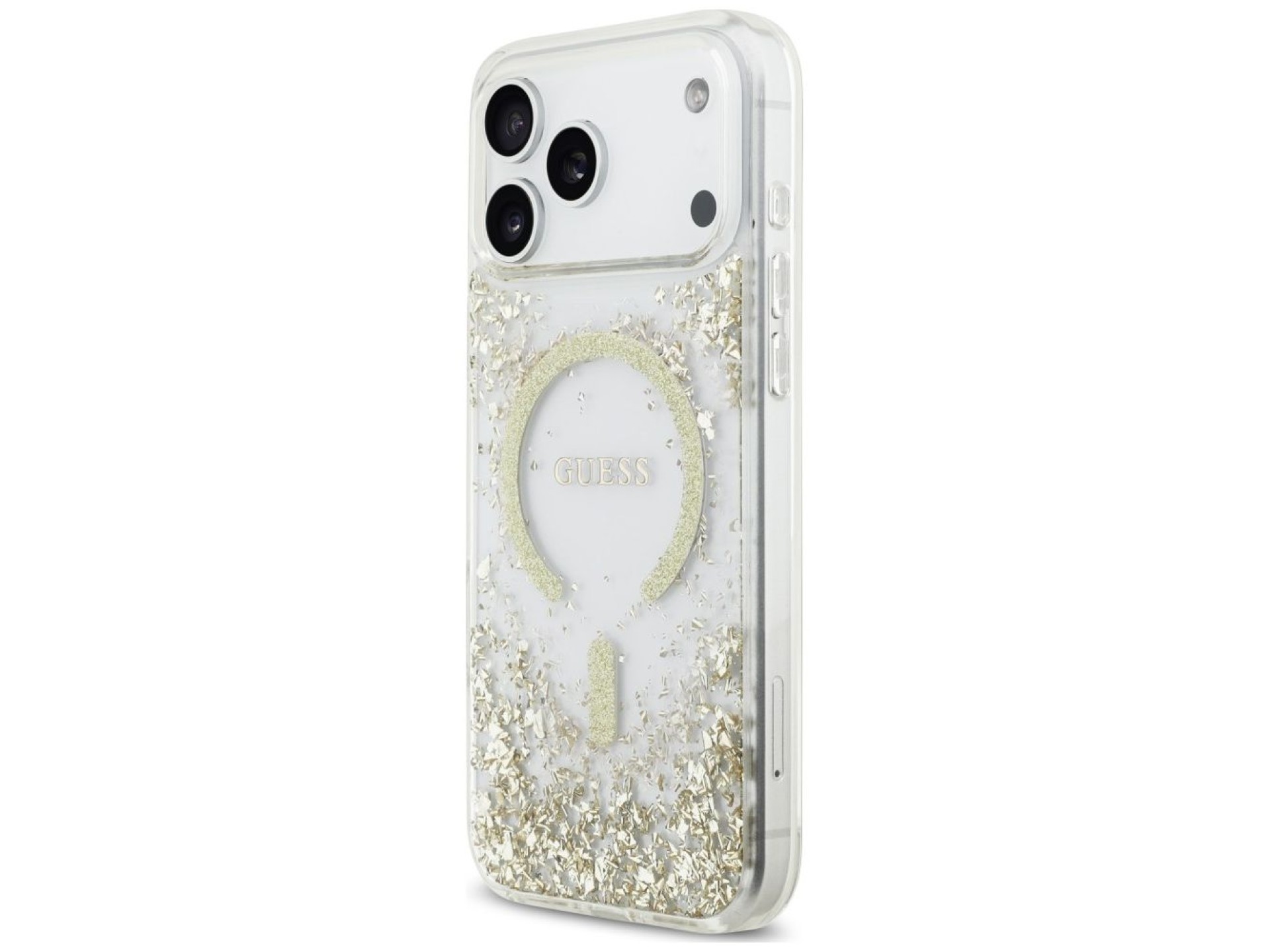 Guess Resin Bottom Glitter MagSafe Case for iPhone 18 Pro Max / 17 Pro Max - Gold