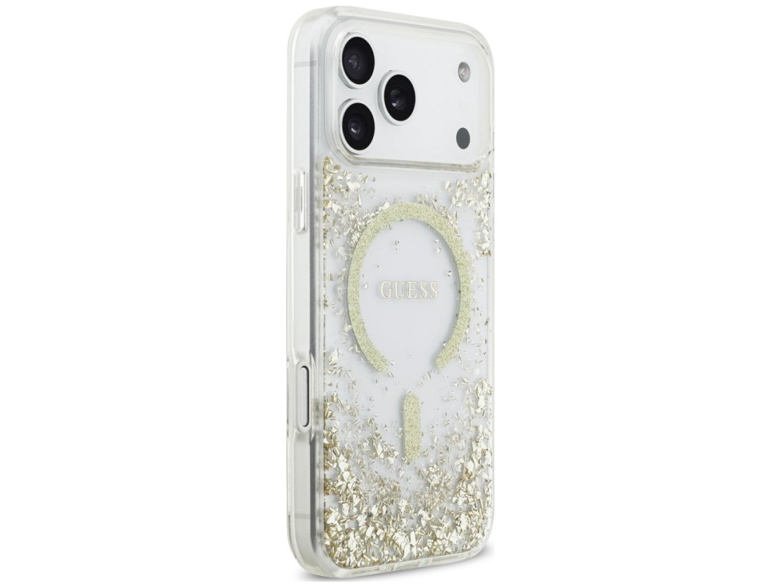 Guess Resin Bottom Glitter MagSafe Case for iPhone 18 Pro Max / 17 Pro Max - Gold