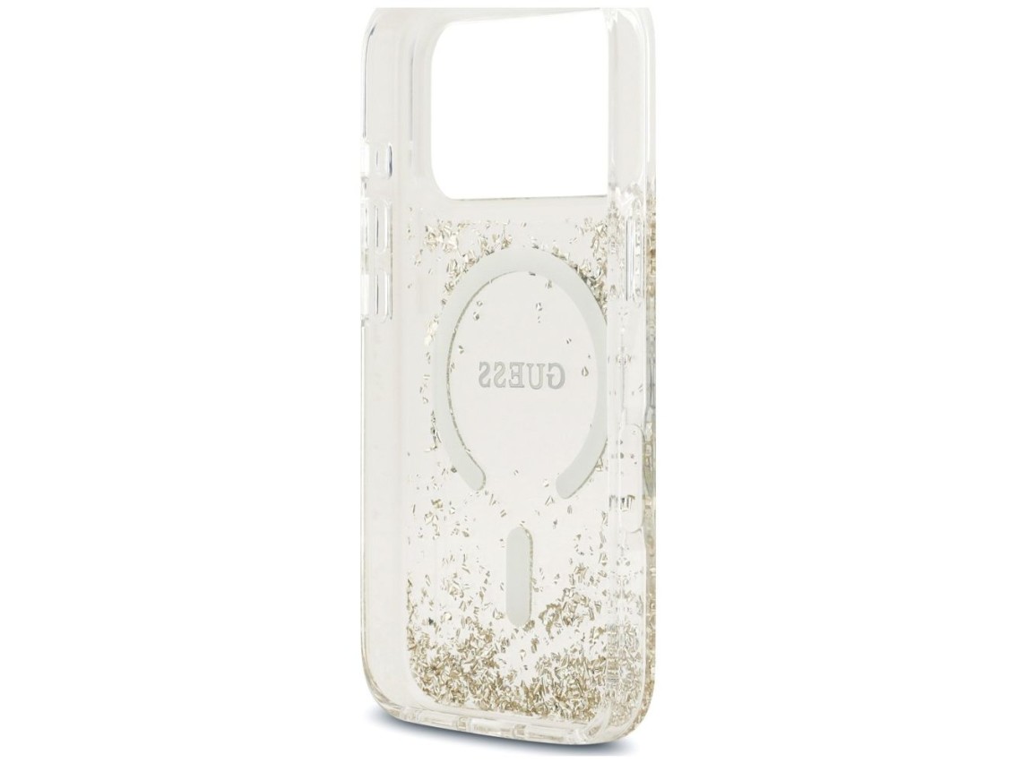 Capa MagSafe Guess com base em resina e glitter para iPhone 18 Pro / 17 Pro - Dourada
