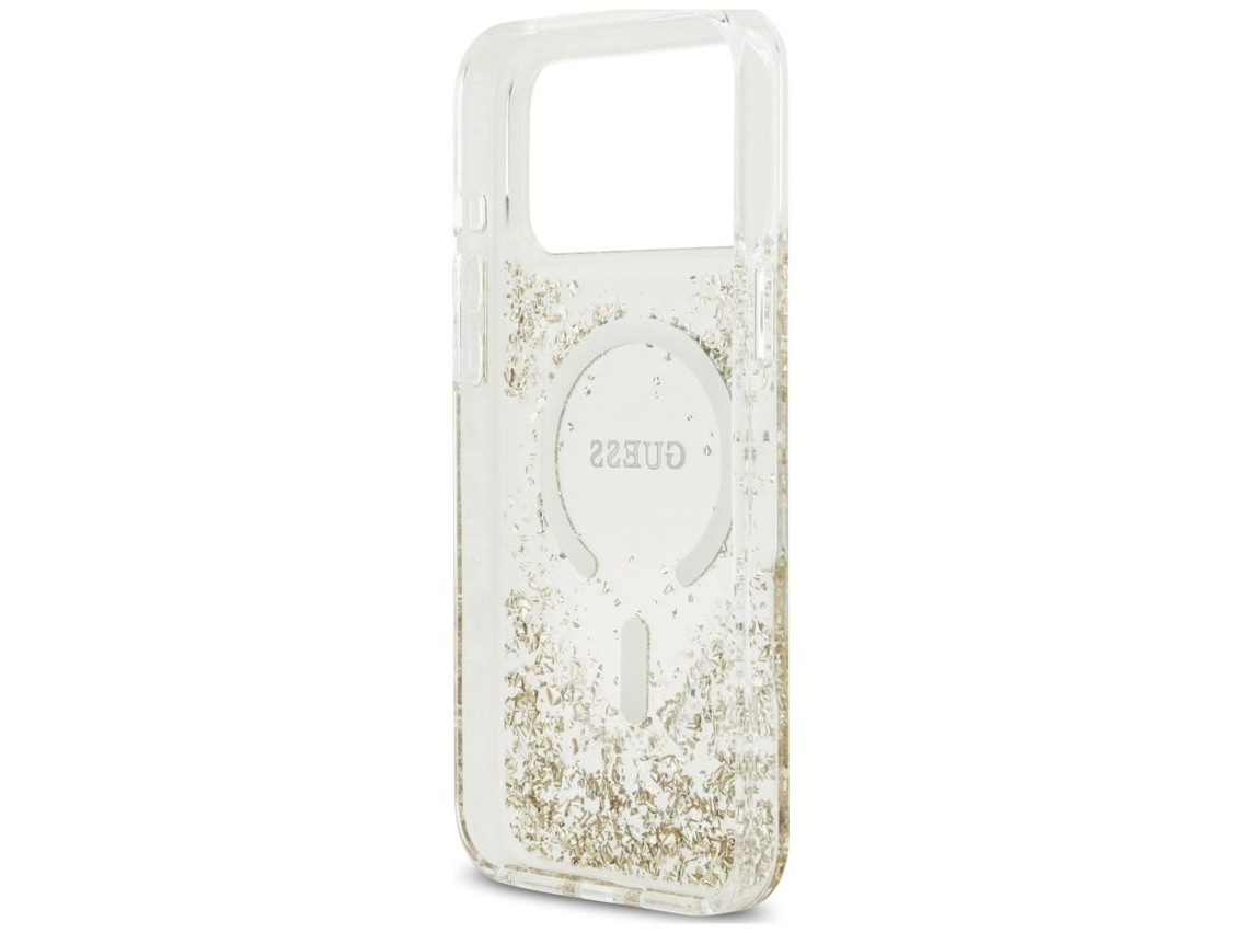 Guess Resin Bottom Glitter MagSafe Case for iPhone 18 Pro Max / 17 Pro Max - Gold