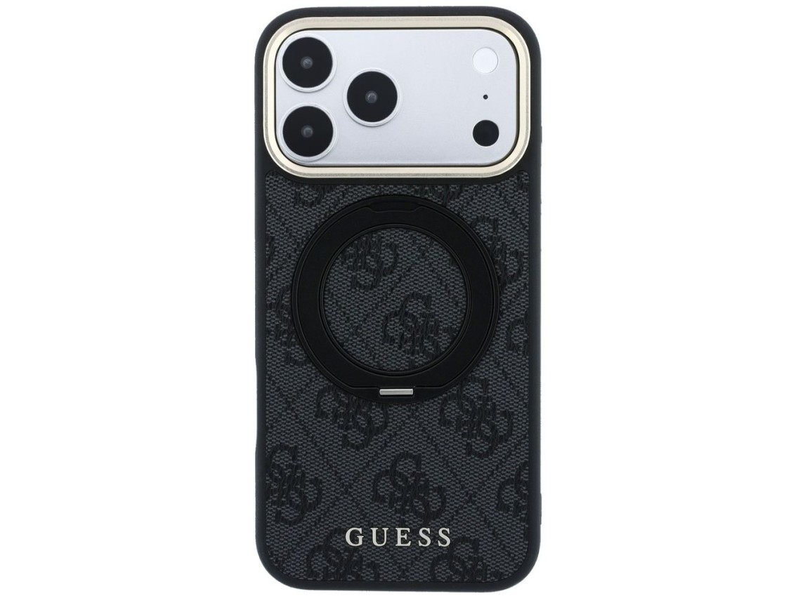 Capa Guess Ring Stand 360 4G Classic Logo MagSafe para iPhone 17 Pro Max / 18 Pro Max - Preta