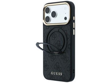 Capa Guess Ring Stand 360 4G Classic Logo MagSafe para iPhone 17 Pro Max / 18 Pro Max - Preta