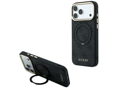 Capa Guess Ring Stand 360 4G Classic Logo MagSafe para iPhone 17 Pro Max / 18 Pro Max - Preta
