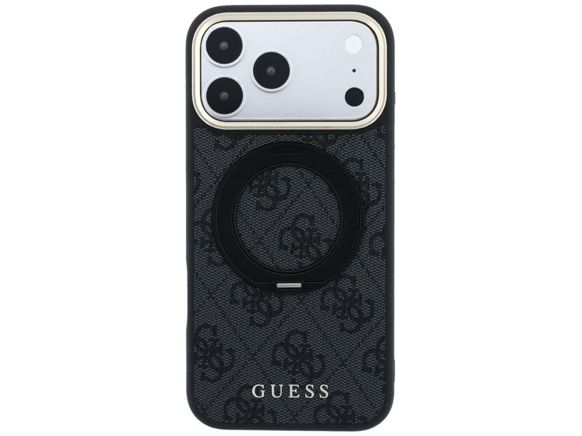Capa Guess Ring Stand 360 4G Classic Logo MagSafe para iPhone 17 Pro Max / 18 Pro Max - Preta