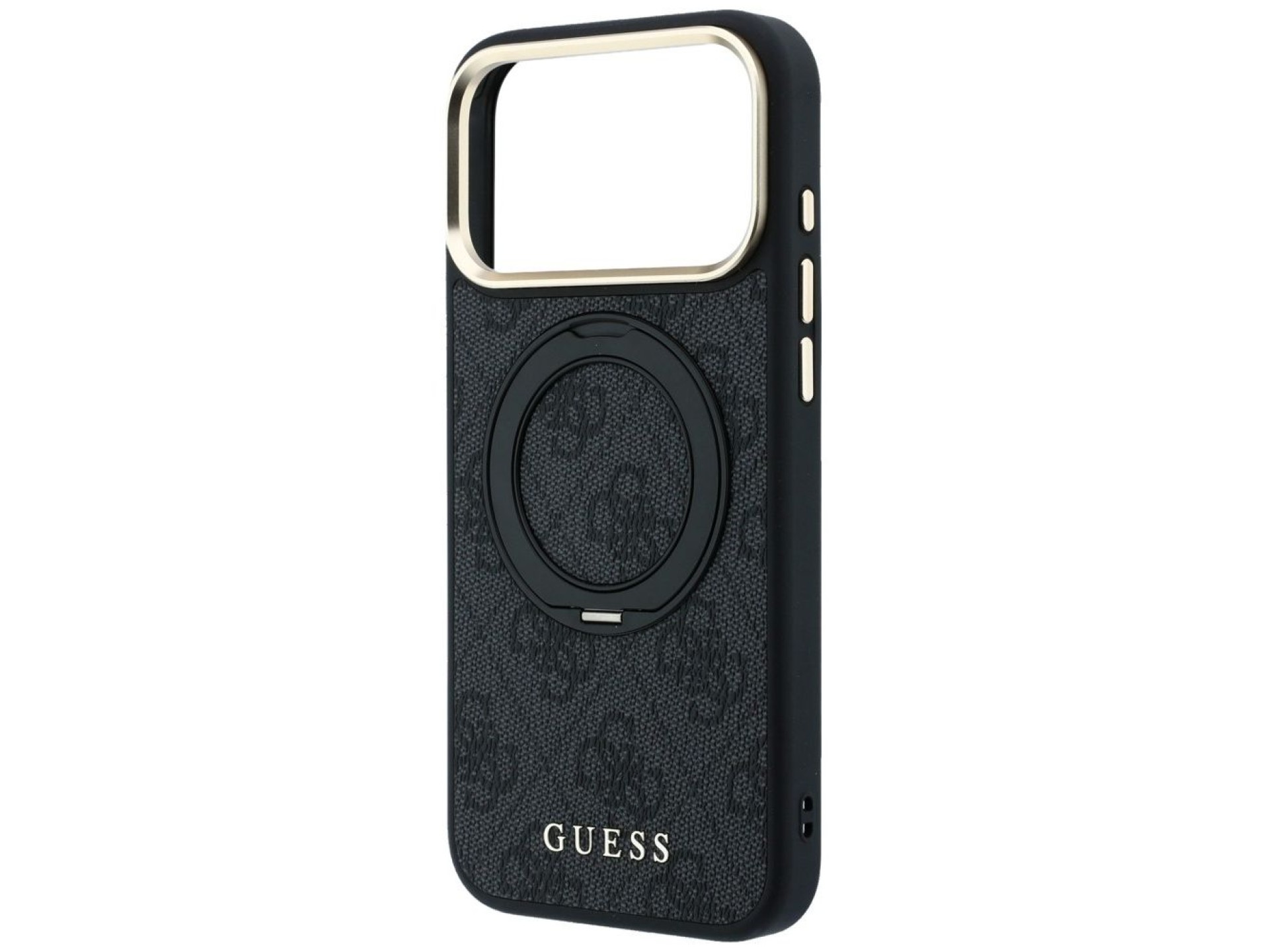 Capa Guess Ring Stand 360 4G Classic Logo MagSafe para iPhone 17 Pro / 18 Pro - Preta