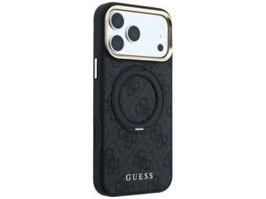 Capa Guess Ring Stand 360 4G Classic Logo MagSafe para iPhone 17 Pro Max / 18 Pro Max - Preta