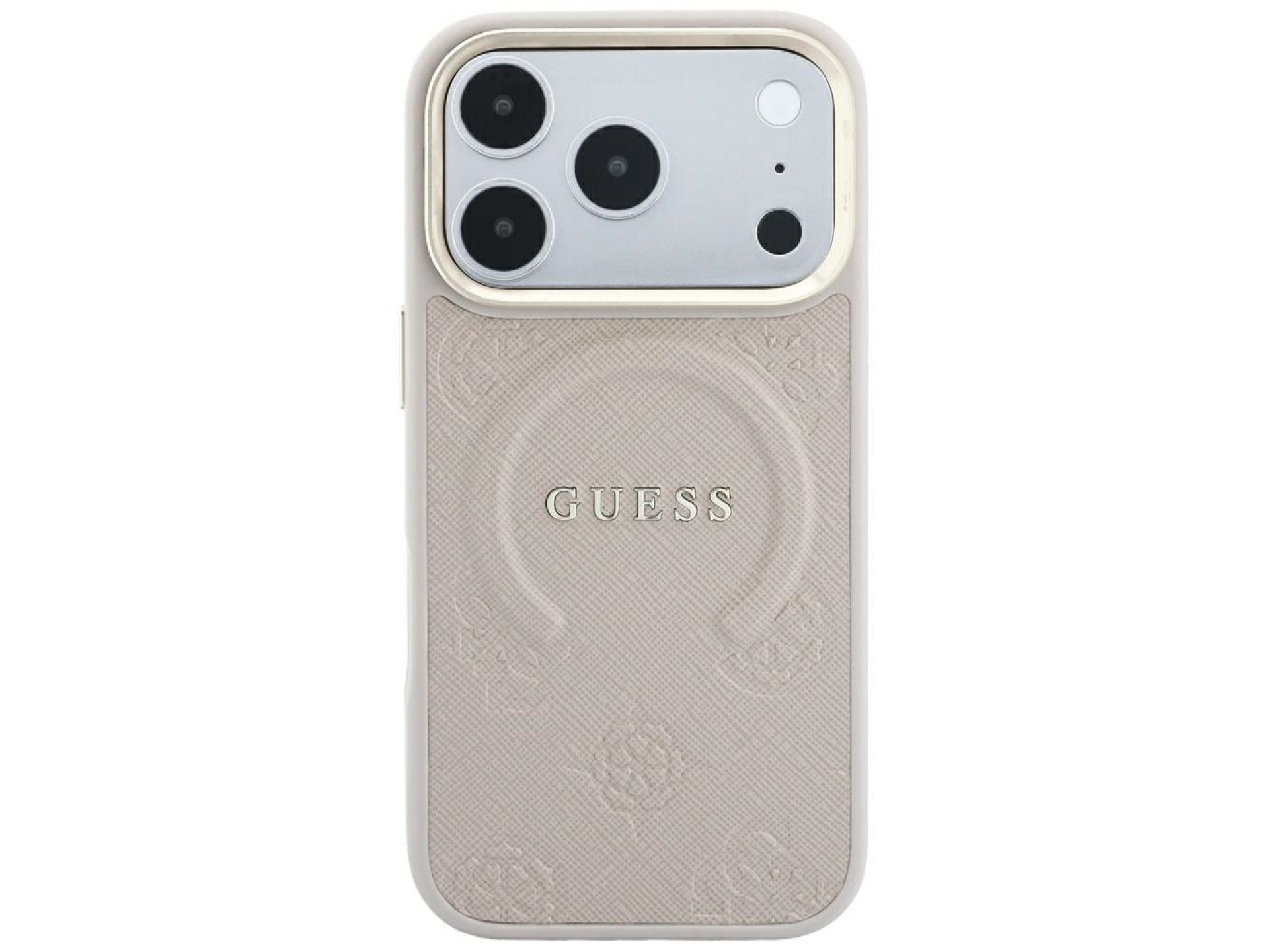 Guess Saffiano Peony & Ring MagSafe case for iPhone 17 Pro / 18 Pro - pink