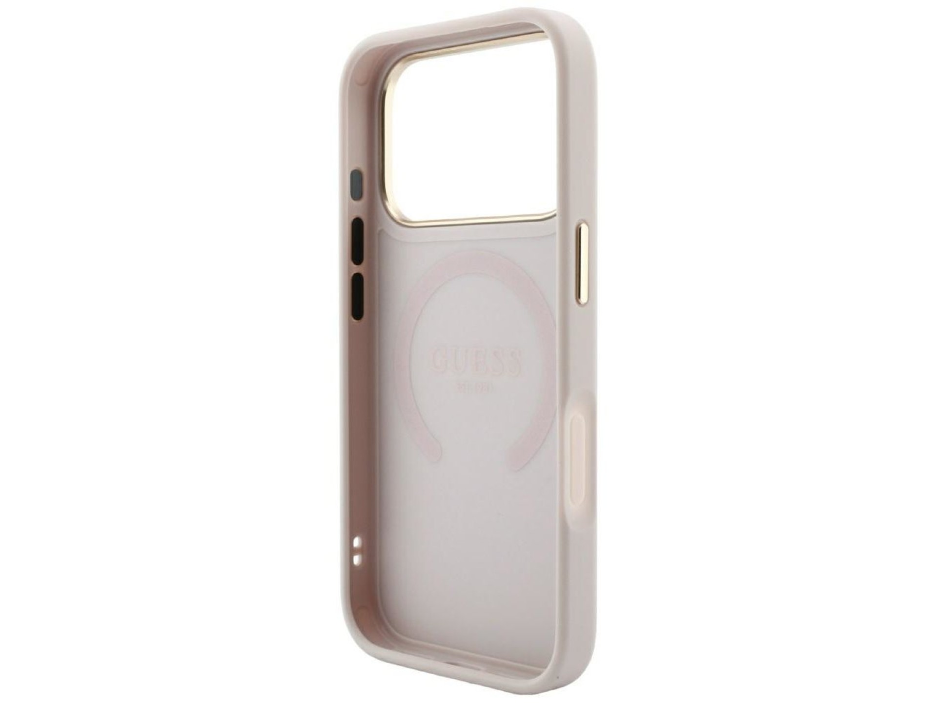 Guess Saffiano Peony & Ring MagSafe case for iPhone 17 Pro / 18 Pro - pink