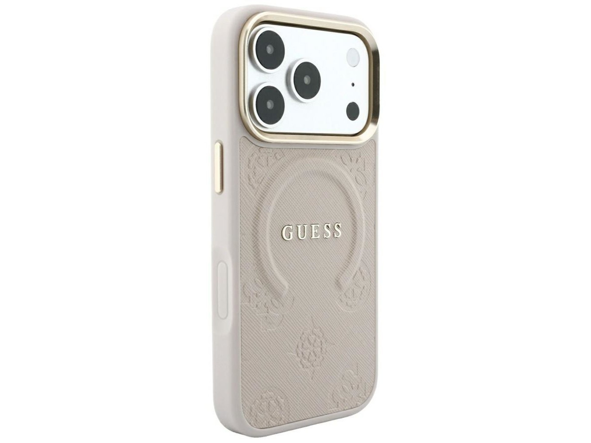 Guess Saffiano Peony & Ring MagSafe case for iPhone 17 Pro / 18 Pro - pink
