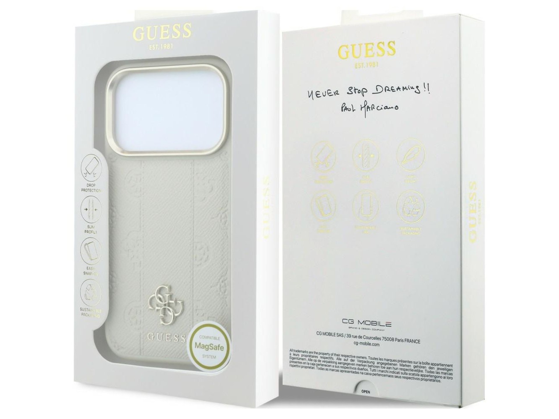 Guess Peony 4G Small Logo MagSafe Case for iPhone 17 Pro Max / 18 Pro Max - Beige